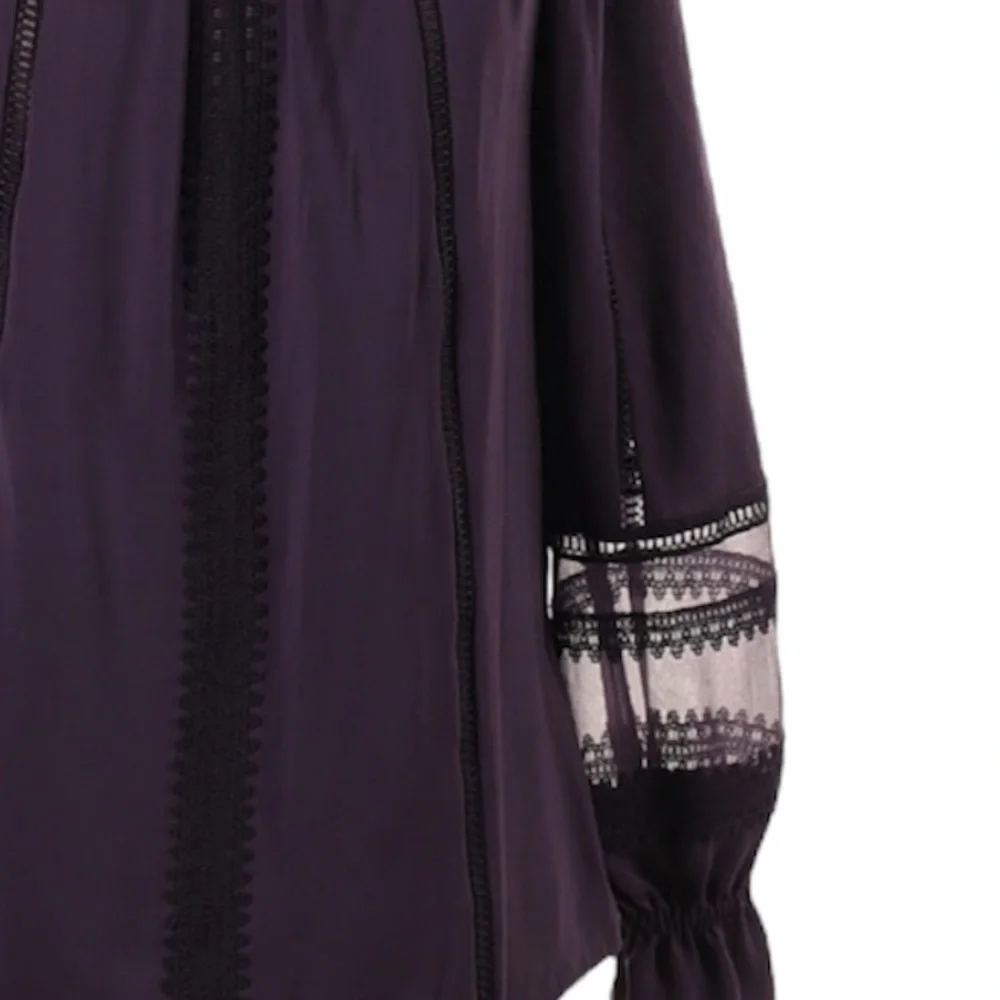 NWT RAMY BROOK Long Sleeve On Off Shoulder Lace & Ruffle Blouse Size X-Small - Picture 4 of 5